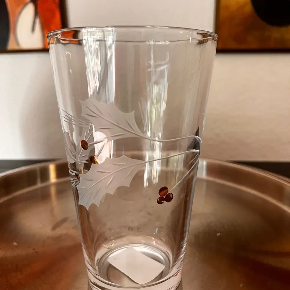 Lenox Clear Shaker Glass  with Frosted Holly Accents